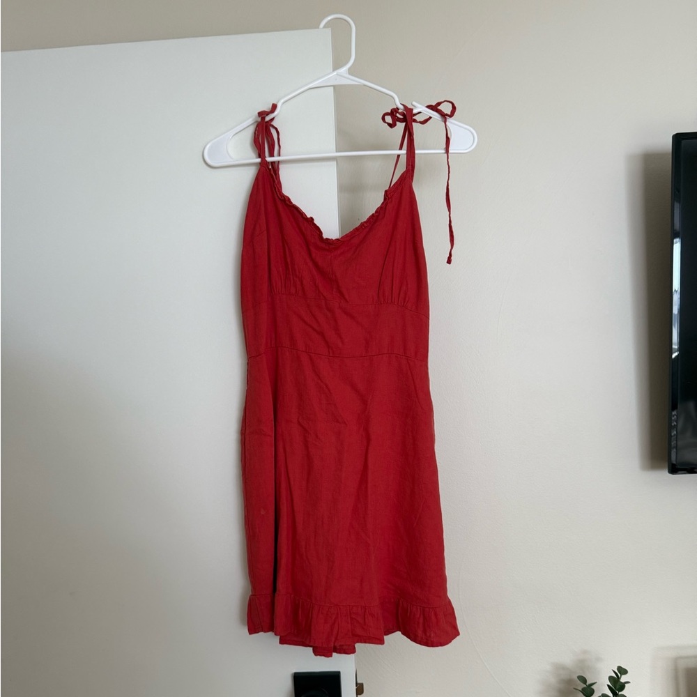 Abercrombie & Fitch Red Mini Dress with Frill Bottom